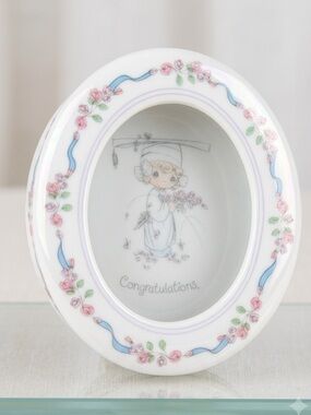 Precious Moments Graduation Oval Porcelain Picture Frame Vintage Congratulations